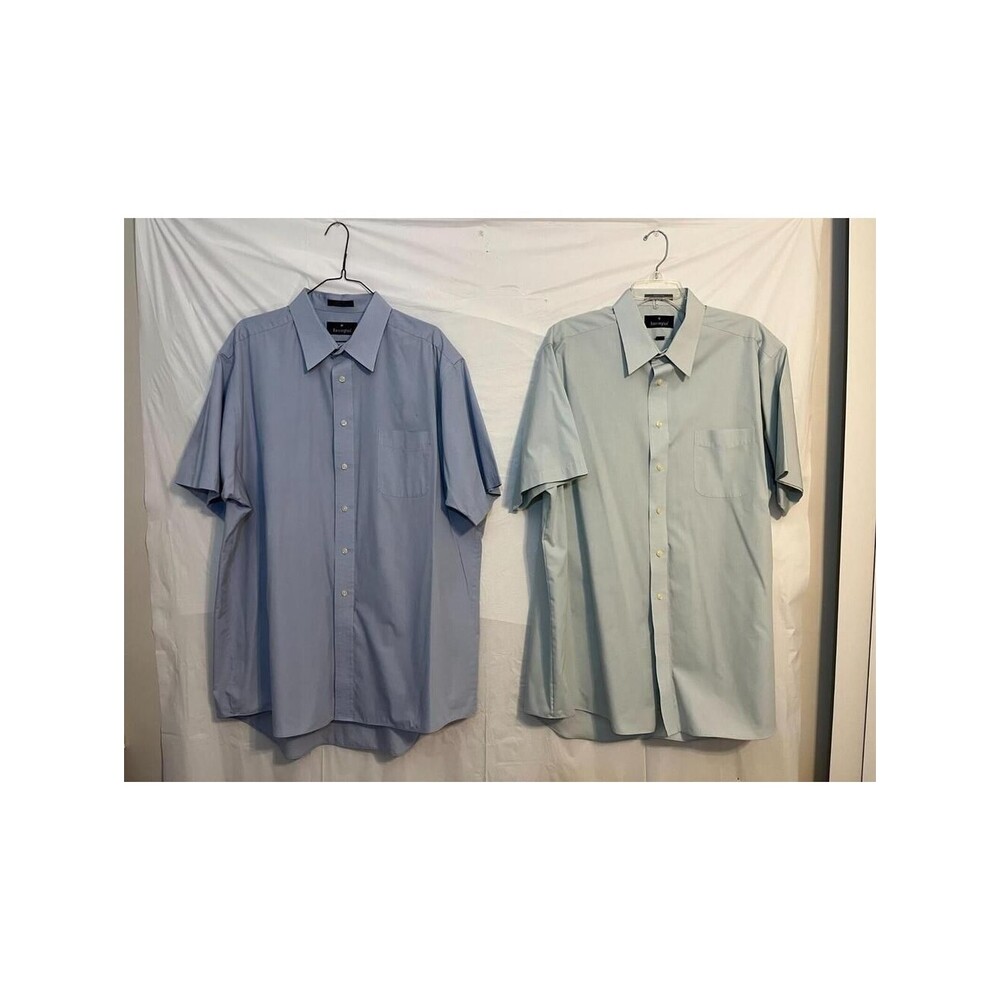 Lot of 2 Barrington Men's Short Sleeve Button Down Dress Shirts Size XL / 17.5